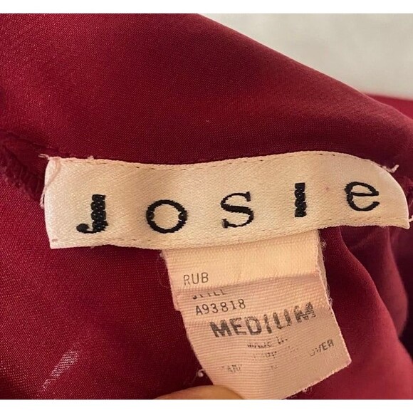 Vtg 90s Josie red mini slip dress satin racerback babydoll floral embroidered M - Picture 11 of 11